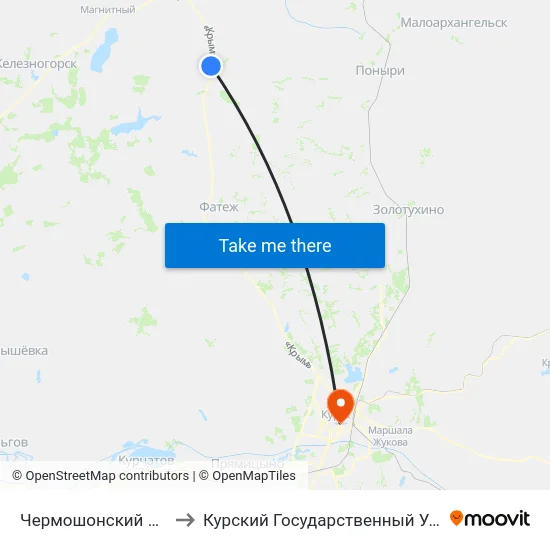 Чермошонский Поворот to Курский Государственный Университет map