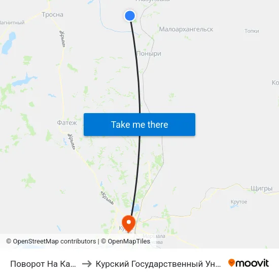 Поворот На Каменку to Курский Государственный Университет map