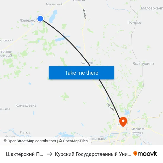 Шахтёрский Проезд to Курский Государственный Университет map
