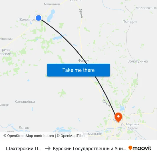 Шахтёрский Проезд to Курский Государственный Университет map