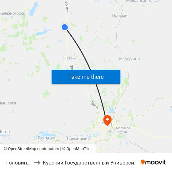 Головинка to Курский Государственный Университет map