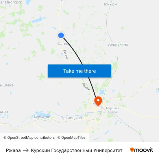 Ржава to Курский Государственный Университет map
