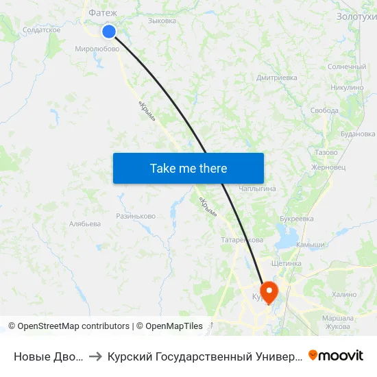 Новые Дворы to Курский Государственный Университет map