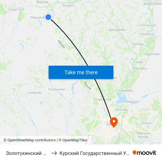 Золотухинский Поворот to Курский Государственный Университет map