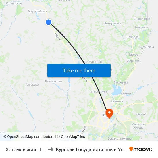 Хотемльский Поворот to Курский Государственный Университет map