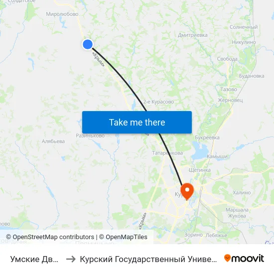 Умские Дворы to Курский Государственный Университет map