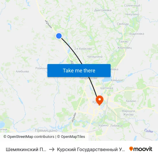 Шемякинский Поворот to Курский Государственный Университет map
