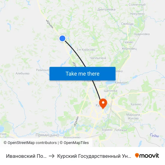 Ивановский Поворот to Курский Государственный Университет map