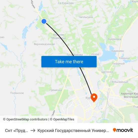 Снт «Пруды» to Курский Государственный Университет map
