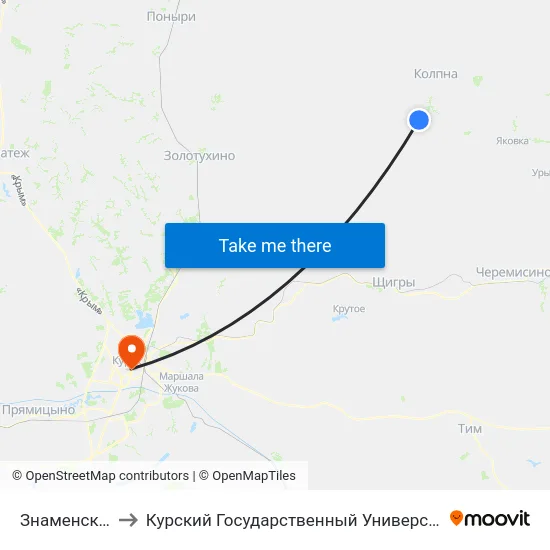 Знаменское to Курский Государственный Университет map