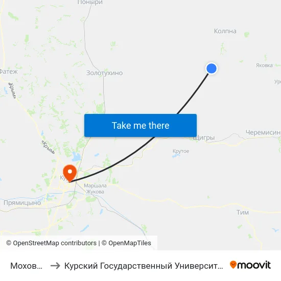 Моховое to Курский Государственный Университет map