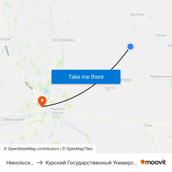 Никольское to Курский Государственный Университет map