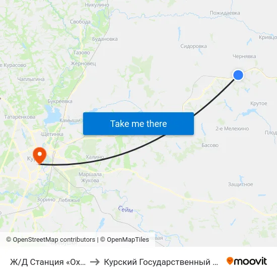 Ж/Д Станция «Охочёвка» to Курский Государственный Университет map