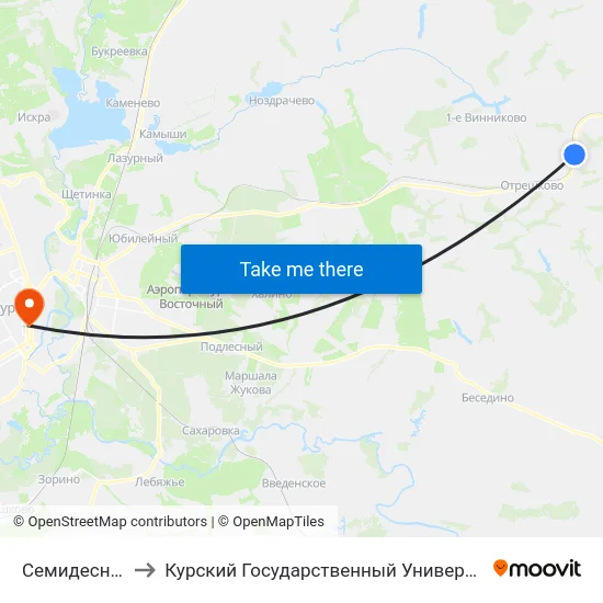 Семидесный to Курский Государственный Университет map