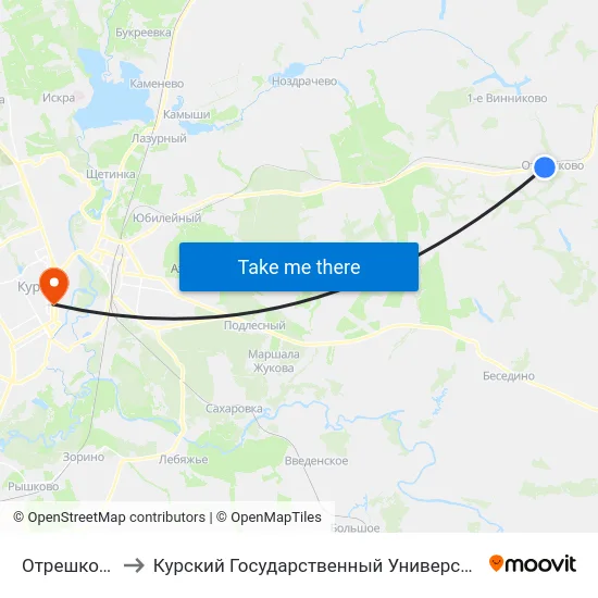 Отрешково to Курский Государственный Университет map