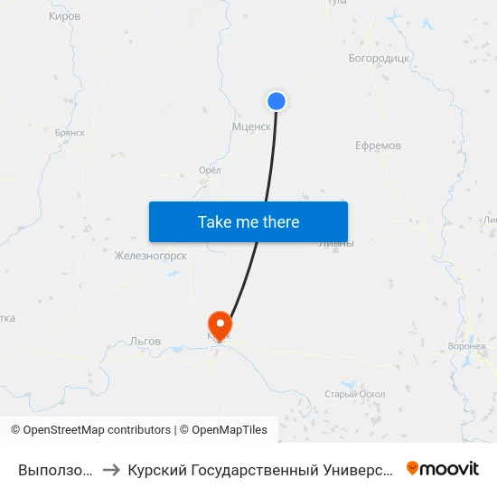 Выползово to Курский Государственный Университет map