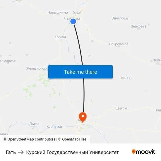Гать to Курский Государственный Университет map