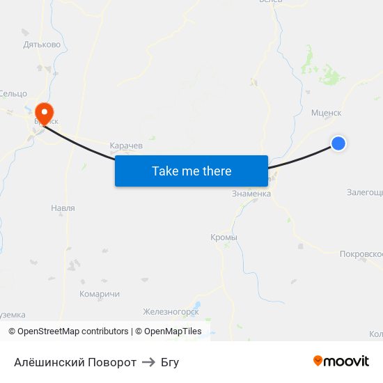 Алёшинский Поворот to Бгу map