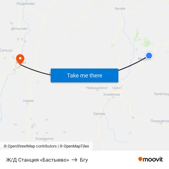Ж/Д Станция «Бастыево» to Бгу map