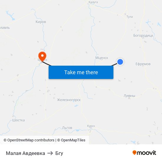 Малая Авдеевка to Бгу map