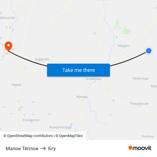 Малое Тёплое to Бгу map