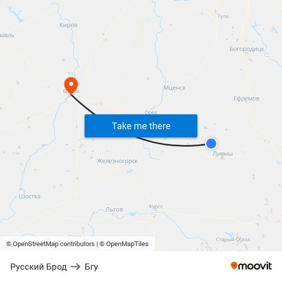 Русский Брод to Бгу map