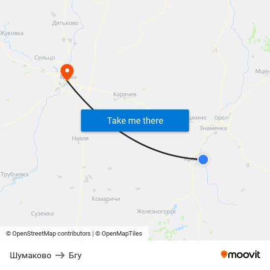 Шумаково to Бгу map