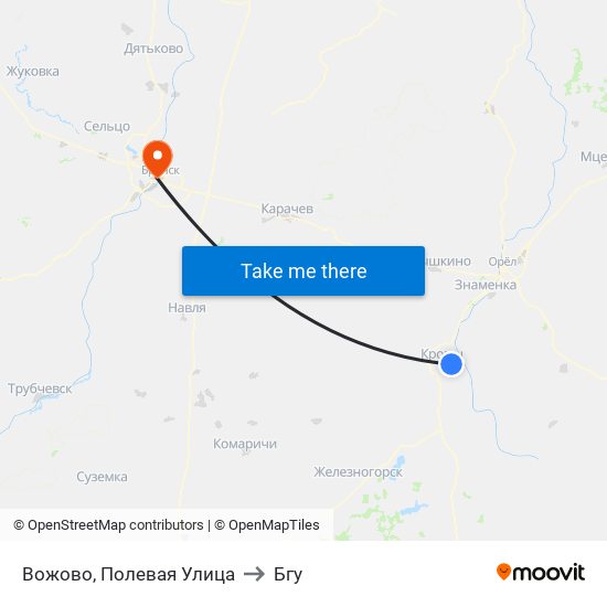 Вожово, Полевая Улица to Бгу map