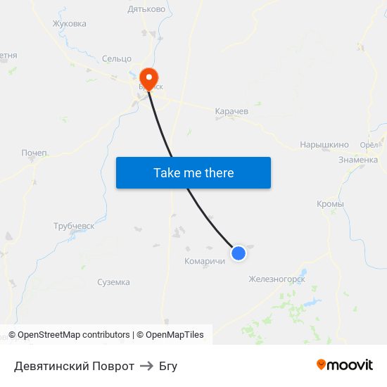 Девятинский Поврот to Бгу map