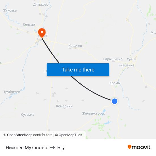 Нижнее Муханово to Бгу map