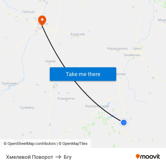 Хмелевой Поворот to Бгу map