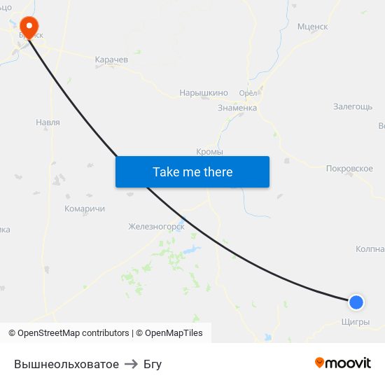 Вышнеольховатое to Бгу map