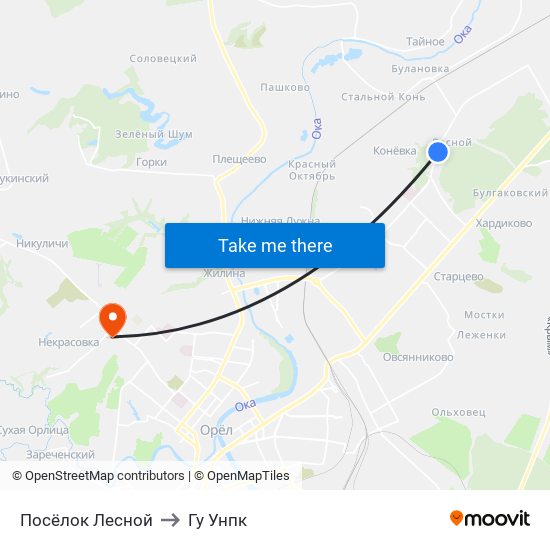 Посёлок Лесной to Гу Унпк map