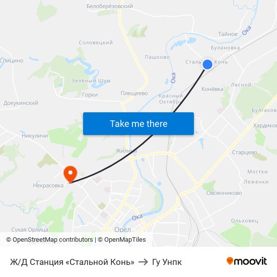 Ж/Д Станция «Стальной Конь» to Гу Унпк map
