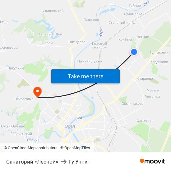 Санаторий «Лесной» to Гу Унпк map