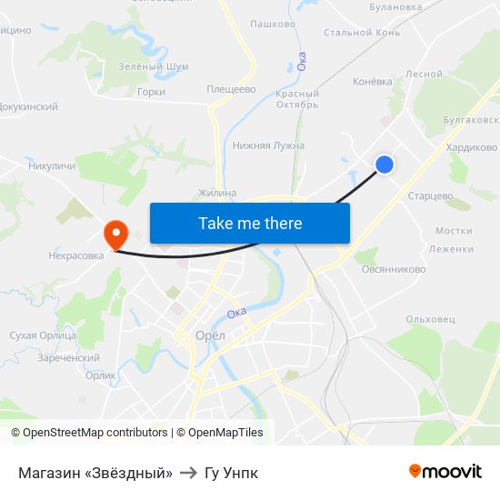 Магазин «Звёздный» to Гу Унпк map