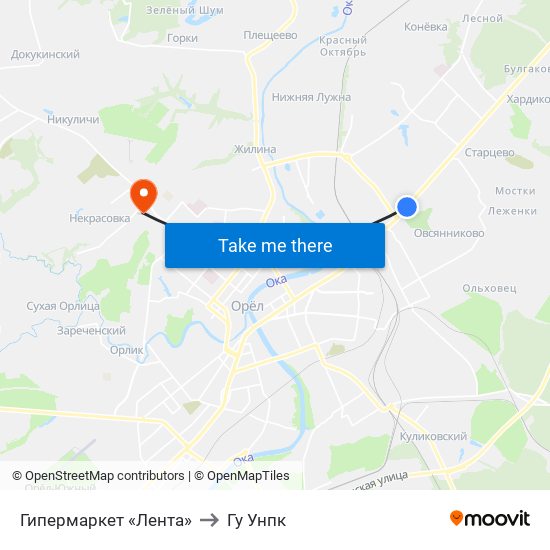 Гипермаркет «Лента» to Гу Унпк map