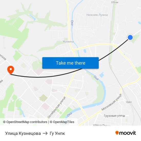 Улица Кузнецова to Гу Унпк map