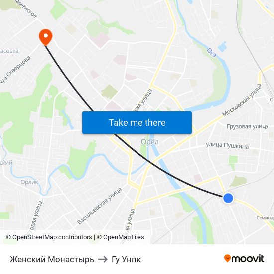 Женский Монастырь to Гу Унпк map