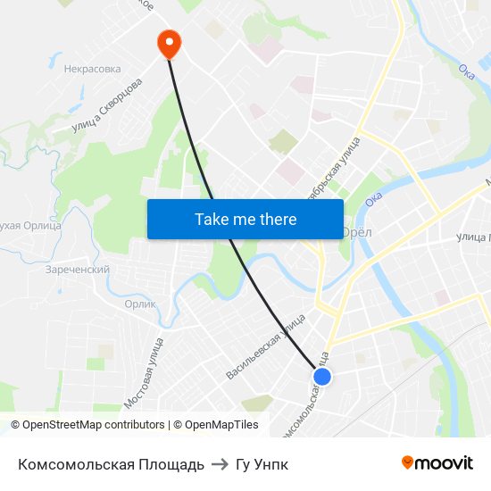 Комсомольская Площадь to Гу Унпк map
