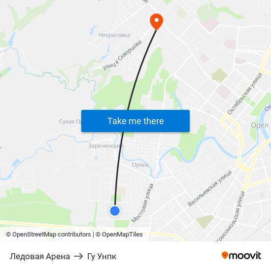 Ледовая Арена to Гу Унпк map