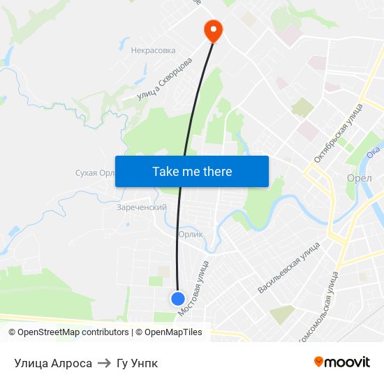 Улица Алроса to Гу Унпк map