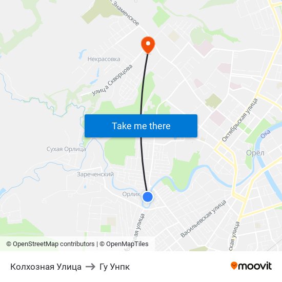 Колхозная Улица to Гу Унпк map