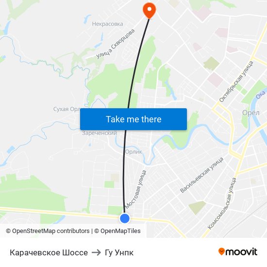 Карачевское Шоссе to Гу Унпк map