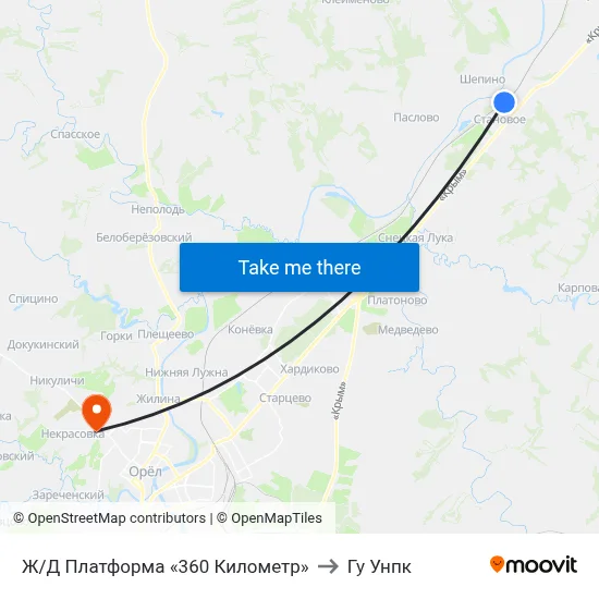 Railway Platform 360 Kilometer to GU UNPK map