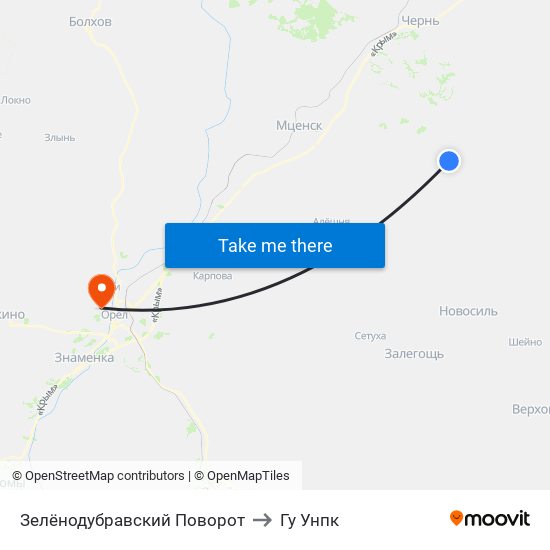 Зелёнодубравский Поворот to Гу Унпк map