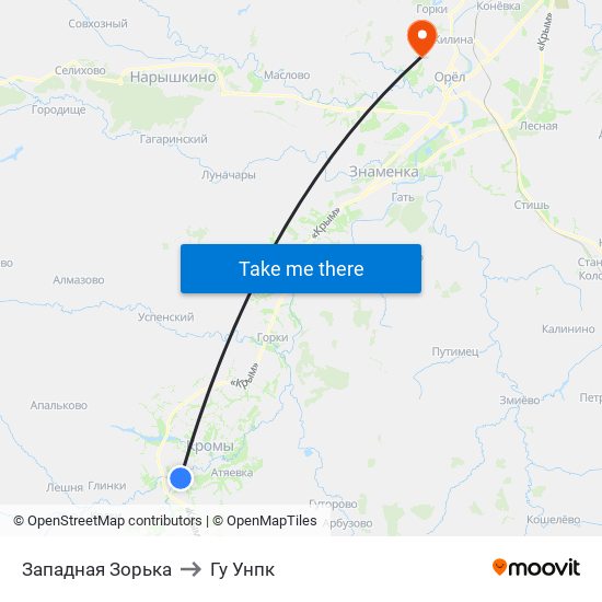 Западная Зорька to Гу Унпк map