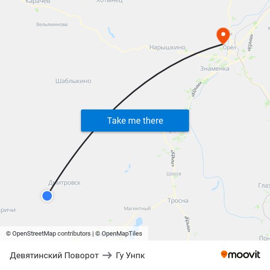 Девятинский Поворот to Гу Унпк map