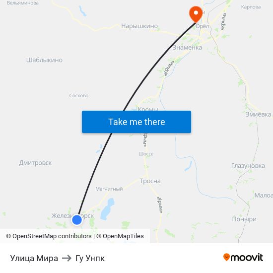 Улица Мира to Гу Унпк map