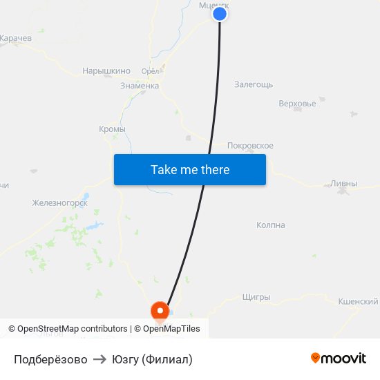 Подберёзово to Юзгу (Филиал) map